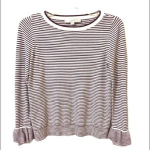 LOFT Stripped Sweater - Maroon Off-White - Sz SP